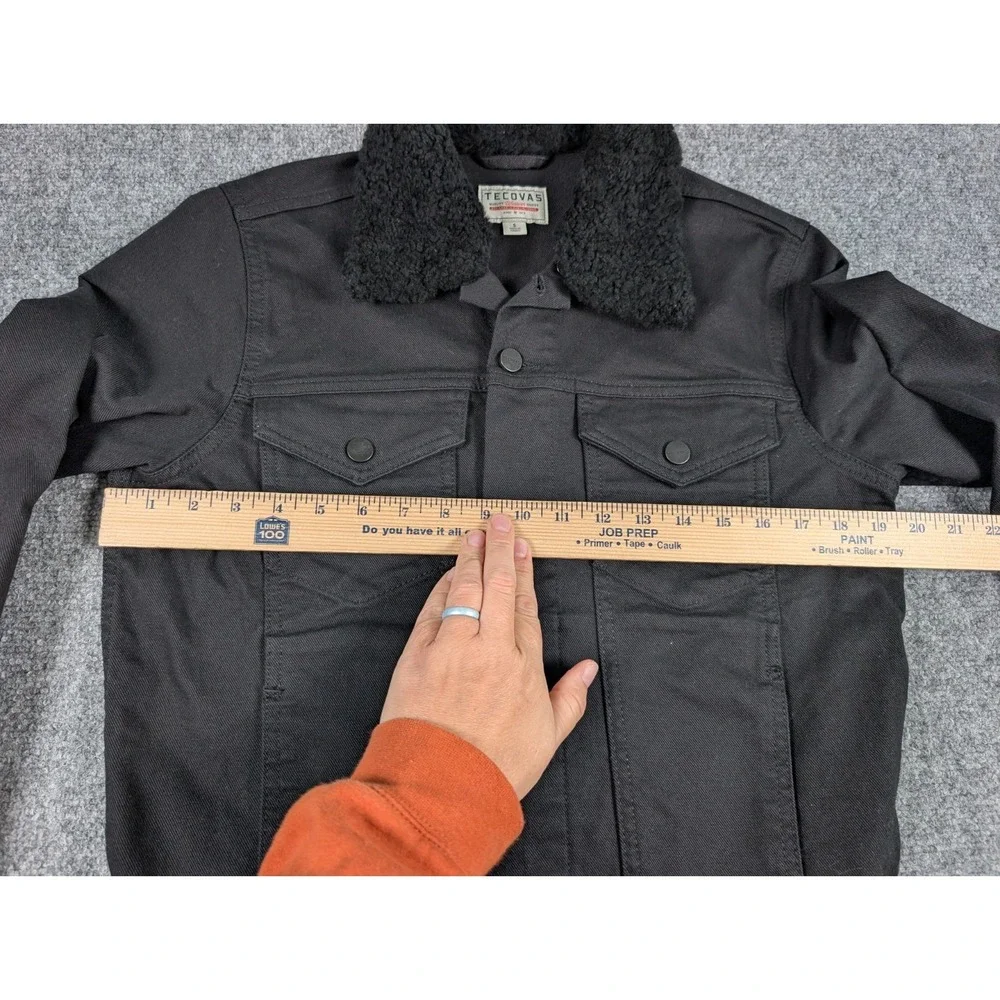 Tecovas Denim Trucker Jacket Mens Small Black Detachable‎ Sherpa Collar Western